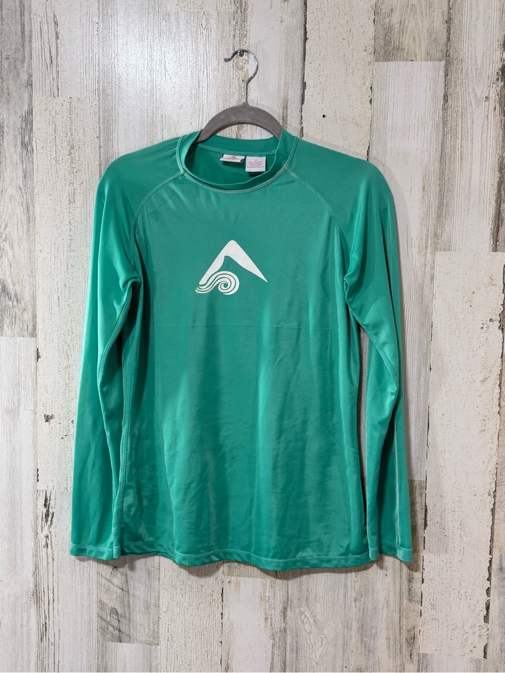 Kanu Surf Teal Long-Sleeve Swim Coverup with White Wave Logo